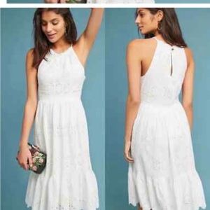 Maeve•Anthropologie•eyelit dress•white•lined• sleeveless•side zip••size 6 •EUC